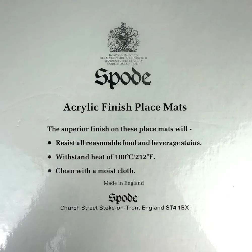 Set of 4 Spode Christmas Rose Cork & Acrylic Finish 16x12 Placemats Made England